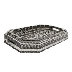  Lobel Originals Lobel Originals Pair of Octagonal Trays in Black and White Python 2024 Signed  - 3977733