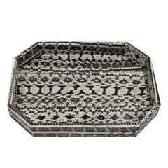  Lobel Originals Lobel Originals Pair of Octagonal Trays in Black and White Python 2024 Signed  - 3977738