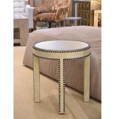  Lobel Originals Lobel Originals Round Side Table in Platinum Embossed Lizard and Bronze Studs - 3275642