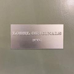  Lobel Originals Lobel Originals Round Side Table in Platinum Embossed Lizard and Bronze Studs - 3275643