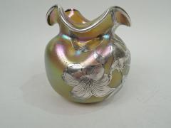  Loetz Glass Loetz Silberiris Art Nouveau Iridescent Silver Overlay Vase - 3757665