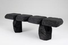  Logniture Black Burnt Wood Brutalist Bench Outdoor Indoor Natural and Eco Friendly - 3651829