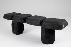  Logniture Black Burnt Wood Brutalist Bench Outdoor Indoor Natural and Eco Friendly - 3651833