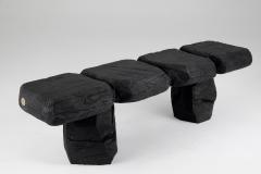  Logniture Black Burnt Wood Brutalist Bench Outdoor Indoor Natural and Eco Friendly - 3651836