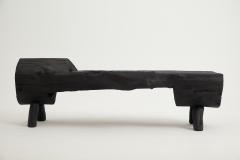  Logniture Black Burnt Wood Brutalist Bench Outdoor Indoor Natural and Eco Friendly - 3867177