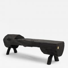  Logniture Black Burnt Wood Brutalist Bench Outdoor Indoor Natural and Eco Friendly - 3869421