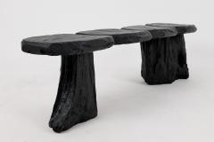  Logniture Black Burnt Wood Brutalist Bench Outdoor Indoor Natural and Eco Friendly - 4042572