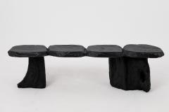  Logniture Black Burnt Wood Brutalist Bench Outdoor Indoor Natural and Eco Friendly - 4042574