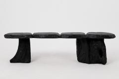  Logniture Black Burnt Wood Brutalist Bench Outdoor Indoor Natural and Eco Friendly - 4042575