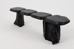  Logniture Black Burnt Wood Brutalist Bench Outdoor Indoor Natural and Eco Friendly - 4042576