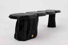  Logniture Black Burnt Wood Brutalist Bench Outdoor Indoor Natural and Eco Friendly - 4042577