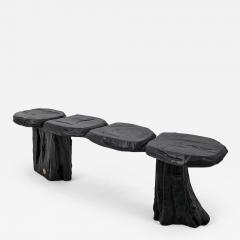  Logniture Black Burnt Wood Brutalist Bench Outdoor Indoor Natural and Eco Friendly - 4044027