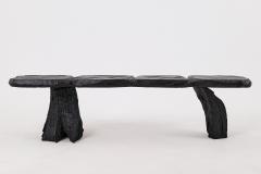  Logniture Black Burnt Wood Brutalist Bench Outdoor Indoor Natural and Eco Friendly - 4042579