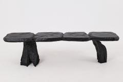  Logniture Black Burnt Wood Brutalist Bench Outdoor Indoor Natural and Eco Friendly - 4042582