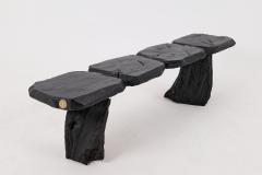  Logniture Black Burnt Wood Brutalist Bench Outdoor Indoor Natural and Eco Friendly - 4042584