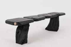  Logniture Black Burnt Wood Brutalist Bench Outdoor Indoor Natural and Eco Friendly - 4042585