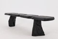  Logniture Black Burnt Wood Brutalist Bench Outdoor Indoor Natural and Eco Friendly - 4042587