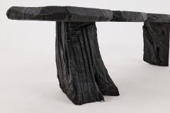  Logniture Black Burnt Wood Brutalist Bench Outdoor Indoor Natural and Eco Friendly - 4042590