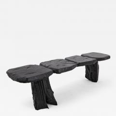  Logniture Black Burnt Wood Brutalist Bench Outdoor Indoor Natural and Eco Friendly - 4044028