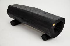  Logniture Black Burnt Wood Rustic Bench Outdoor Indoor Natural and Eco Friendly - 3916009