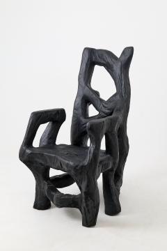  Logniture Brutalist Sculptural Armchair Solid Burnt Oak Wood Organic - 4548775