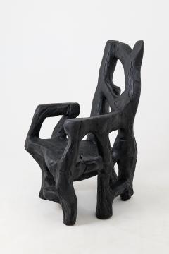  Logniture Brutalist Sculptural Armchair Solid Burnt Oak Wood Organic - 4548776