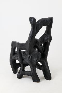  Logniture Brutalist Sculptural Armchair Solid Burnt Oak Wood Organic - 4548778