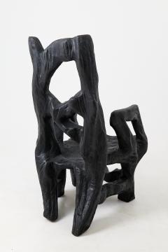  Logniture Brutalist Sculptural Armchair Solid Burnt Oak Wood Organic - 4548780