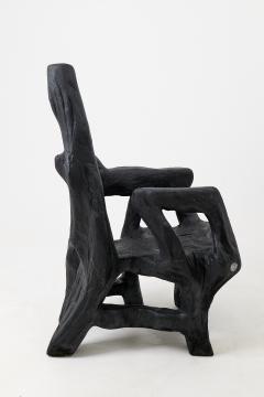  Logniture Brutalist Sculptural Armchair Solid Burnt Oak Wood Organic - 4548781