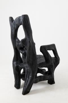  Logniture Brutalist Sculptural Armchair Solid Burnt Oak Wood Organic - 4548782