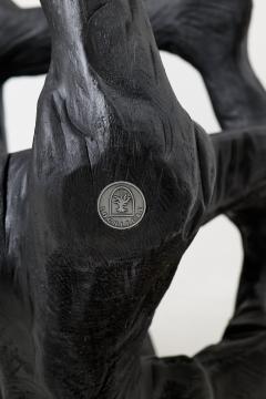  Logniture Brutalist Sculptural Armchair Solid Burnt Oak Wood Organic - 4548783