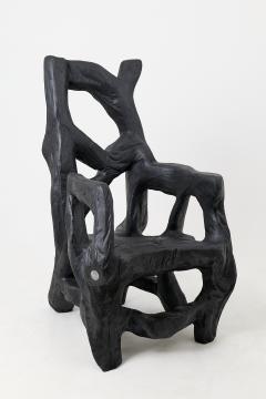  Logniture Brutalist Sculptural Armchair Solid Burnt Oak Wood Organic - 4548785