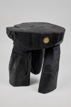  Logniture Brutalist Sculptural Stool Side Table Solid Burnt Oak Wood Unique 1 1 Jownik - 3729900