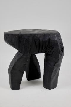  Logniture Brutalist Sculptural Stool Side Table Solid Burnt Oak Wood Unique 1 1 Jownik - 3729902