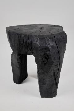  Logniture Brutalist Sculptural Stool Side Table Solid Burnt Oak Wood Unique 1 1 Jownik - 3729905