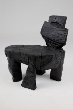  Logniture Brutalist Sculptural Stool Solid Burnt Oak Wood Unique 1 1 Jownik - 3729888