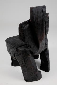  Logniture Brutalist Sculptural Stool Solid Burnt Oak Wood Unique 1 1 Jownik - 3729892