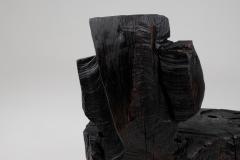  Logniture Brutalist Sculptural Stool Solid Burnt Oak Wood Unique 1 1 Jownik - 3729893