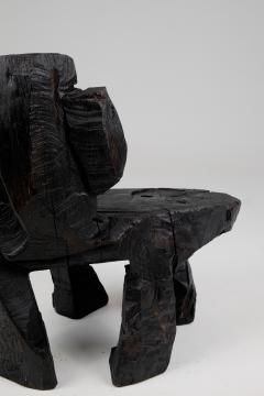  Logniture Brutalist Sculptural Stool Solid Burnt Oak Wood Unique 1 1 Jownik - 3729894