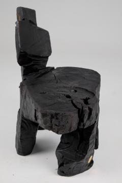  Logniture Brutalist Sculptural Stool Solid Burnt Oak Wood Unique 1 1 Jownik - 3729896