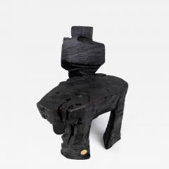  Logniture Brutalist Sculptural Stool Solid Burnt Oak Wood Unique 1 1 Jownik - 3732982