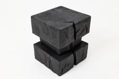  Logniture Ebonized Solid Wood Sculptural Stool Side Table Logniture - 4600019