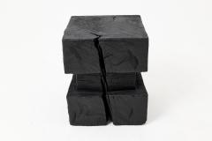  Logniture Ebonized Solid Wood Sculptural Stool Side Table Logniture - 4600020