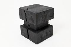  Logniture Ebonized Solid Wood Sculptural Stool Side Table Logniture - 4600021