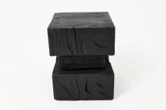  Logniture Ebonized Solid Wood Sculptural Stool Side Table Logniture - 4600022