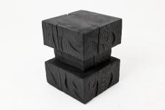  Logniture Ebonized Solid Wood Sculptural Stool Side Table Logniture - 4600023