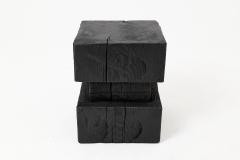  Logniture Ebonized Solid Wood Sculptural Stool Side Table Logniture - 4600024