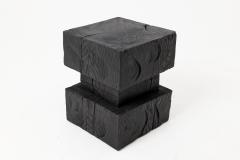  Logniture Ebonized Solid Wood Sculptural Stool Side Table Logniture - 4600026