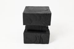  Logniture Ebonized Solid Wood Sculptural Stool Side Table Logniture - 4600027