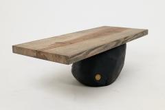  Logniture Jownik Stone Base Coffee Table Floating Form on Blackened Balance - 4449709